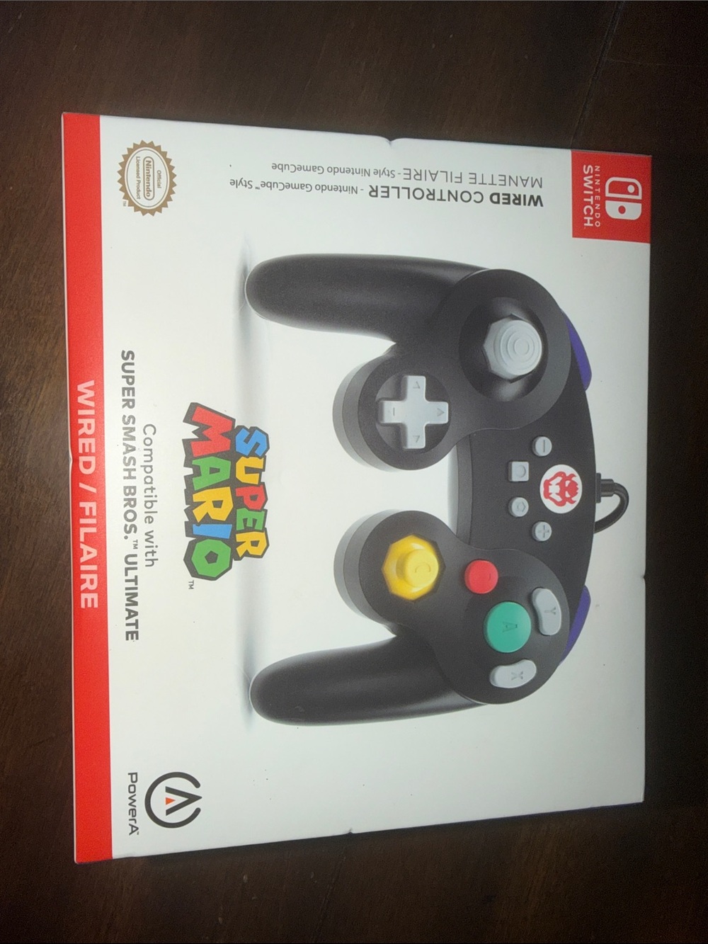 Super Mario Black Wired Controller for Nintendo Switch